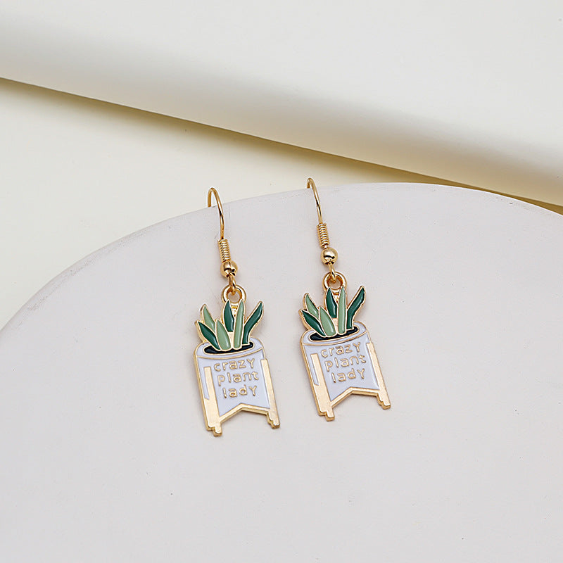Women's Fashion Cartoon Potted Greenery Earrings – Stylish Gifts — 1