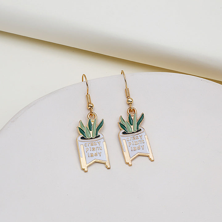 Women's Fashion Cartoon Potted Greenery Earrings – Stylish Gifts — 1