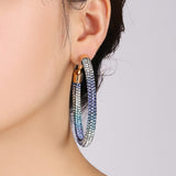 Full Diamond Gradient Big Circle Earrings Nightclub – Stylish Gifts — 2