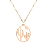 Stainless Steel Oval Desert Sunset Cactus – Jewelry Gift Ideas — 7