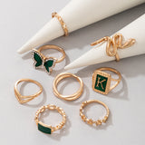 Ring Gold Green K Letter Snake Butterfly – Birthday Gifts — 5