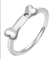 Silver Plated Diamond Bone Ring Pet Name Custom – Gifts for Pet Lovers — 2
