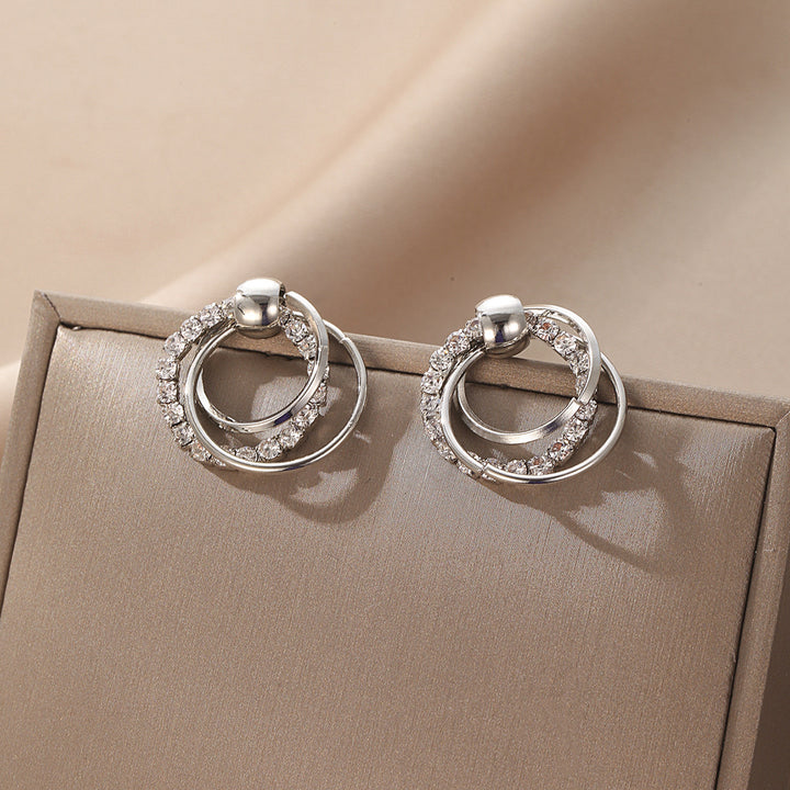 Fashion All-match Diamond Circle Ear Studs – Stylish Gifts — 1