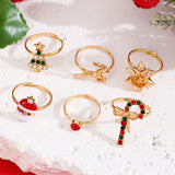 6pcs Santa Claus Christmas Tree Elk Rings Cute – Jewelry Gift Ideas — 6