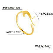 Stainless Steel Color Cute Kitten Solid Ring – Cat Lover Gifts — 3