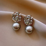 Hollow With Diamonds Gray Pearl Earrings – Special Occasion Gifts — 3