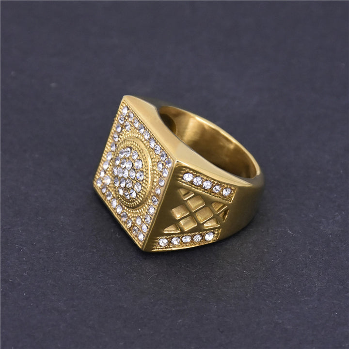 Chinese Square Hollow Gold Plated Diamond Inlaid Male – Gifts for Him — 1