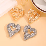 Pleated Lava Hollow Heart-shaped Earrings – Gifts for Couples — 7