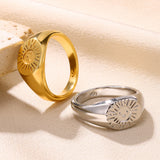 18K Smiling Face Sun Light Ring Simple Retro – Meaningful Gifts — 1