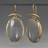 Fashion Vintage Gray Stone Oval Pendant Ear Hook – Jewelry Gift Ideas — 1