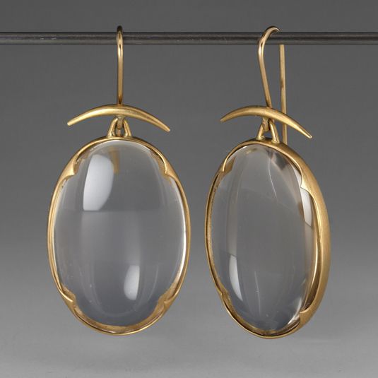 Fashion Vintage Gray Stone Oval Pendant Ear Hook – Jewelry Gift Ideas — 1