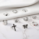 Exaggerated Oil Cross Personality Ring 10 Piece Set – Gift Ideas — 5
