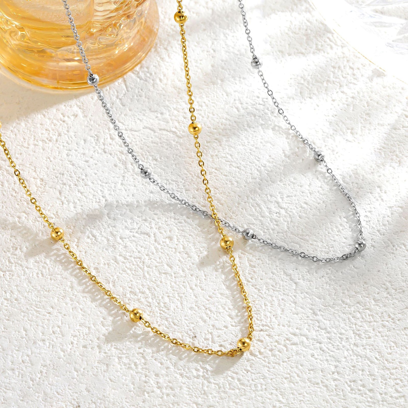 Titanium Steel Ball Bead Chain Necklace Women's – Jewelry Gift Ideas — 1