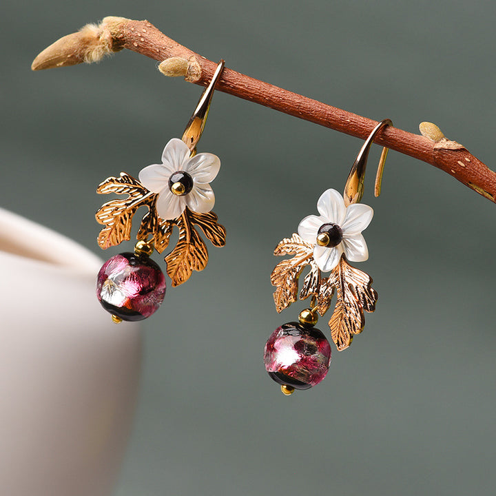 Gu Shu Qian Teng Plated 14K Gold Earrings Ginkgo Bells – Stylish Gifts — 1