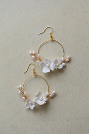 Simple Circle Freshwater Pearl Flower Earrings – Surprise Gifts — 3
