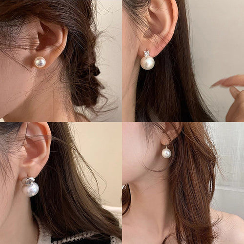 925 Sterling Silver Needle Pearl Stud Earrings Women's – Gifts for Her — 1