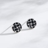 S925 Sterling Silver Round Black Dripping Stud – Stylish Gifts — 3
