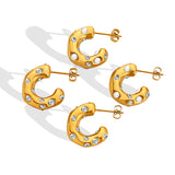 Titanium Steel Gold Plated Simulated Pearl Zircon Inlaid – Gift Ideas — 2