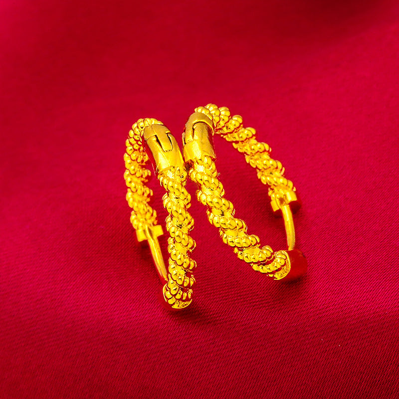 Alluvial Gold Women's Girl Pattern Hook Earrings Twist – Gifts for Her — 1