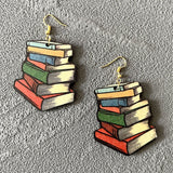 Geometric Rainbow Book Earrings Wooden For Women – Gifts for Her — 3