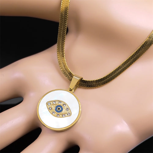 Crystal Shell Necklace Women's Round Stainless – Jewelry Gift Ideas — 2