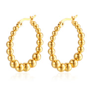 Gold Ball Hoop Earrings Beaded Circle Ear Clip – Meaningful Gifts — 4