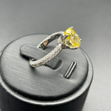 S925 Silver Cubic Zirconia Yellow Simple Elegant Ring – Gifts for Her — 2