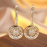 Round White Diamond Sunflower Earrings For Women – Gifts for Her — 3