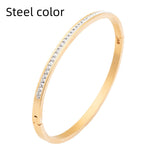 Single Row Stainless Steel Bracelet With Diamond – Jewelry Gift Ideas — 6