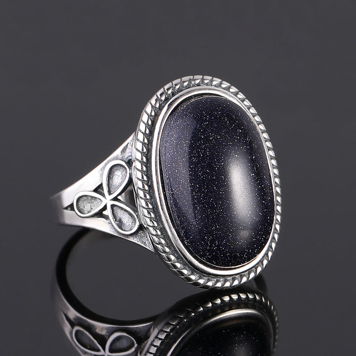 Women's Vintage Blue Sand Aventurine Fashion Ring – Stylish Gifts — 1