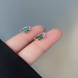 Hot Sell Women's Emerald Hoop Stud Earrings – Gifts for Her — 1