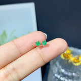 Natural Emerald Stud Earrings Stone 3MM Granny Green – Birthday Gifts — 3
