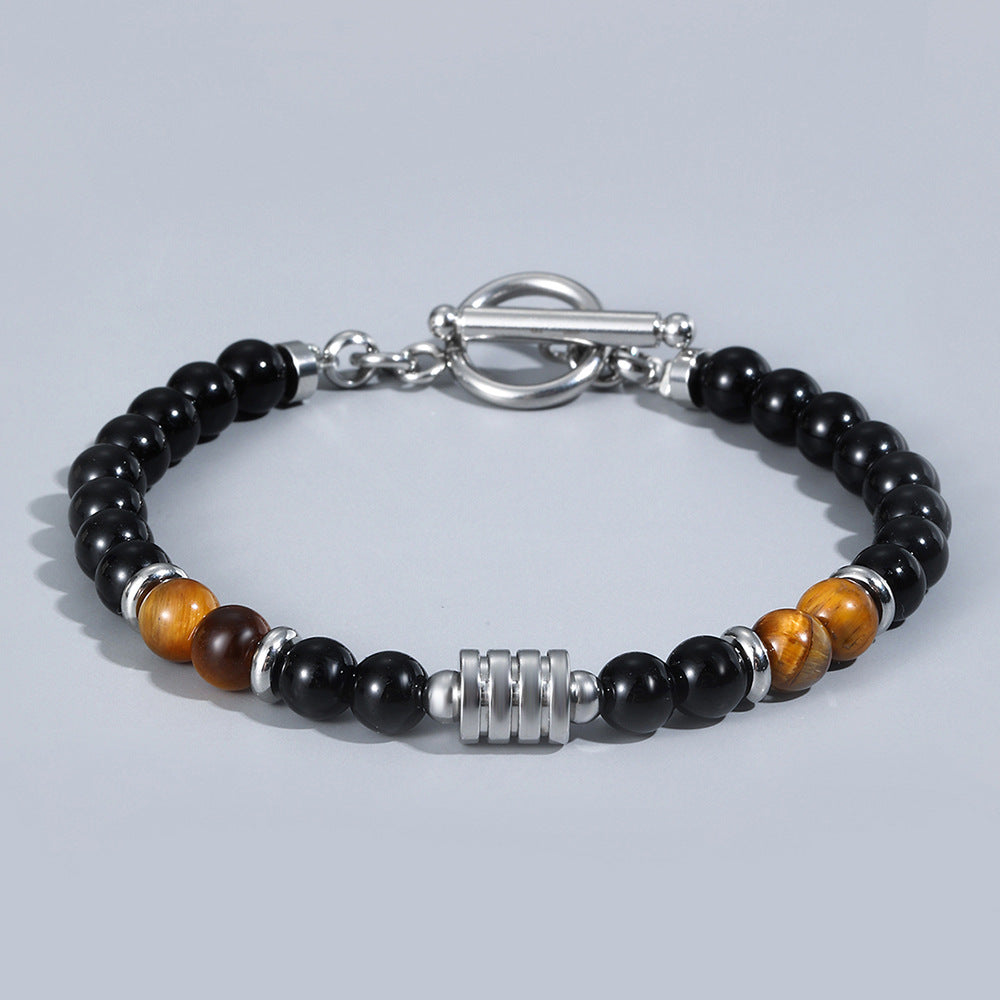 Stainless Steel OT Buckle Tiger-Eye Bracelet Men – Jewelry Gift Ideas — 1