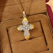 Cross Double Color Gold Pendant Necklace – Jewelry Gift Ideas — 5