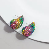 Fashion And Fully-jewelled Metal Stud Earrings – Stylish Gifts — 11
