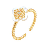 Women's White Butterfly Shell Gold Ring – Gifts for Her — 4