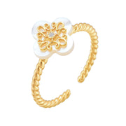 Women's White Butterfly Shell Gold Ring – Gifts for Her — 4