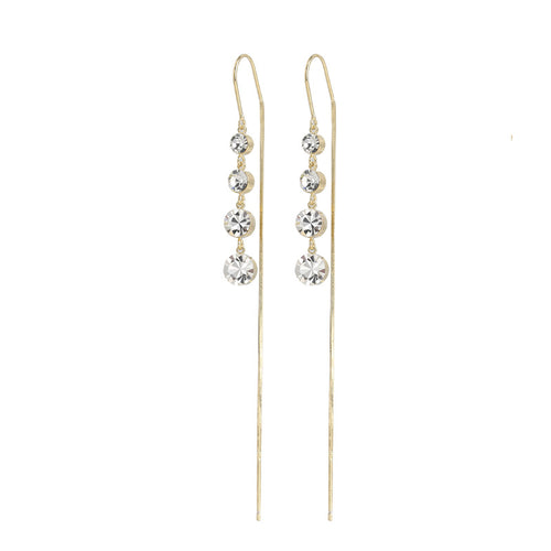 925 Long Zircon Earrings Korean Style Simple Geometry – Stylish Gifts — 2