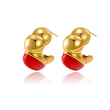 Titanium Steel Inlaid Stone Stud Earrings Simple – Everyday Gifts — 5