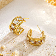 Peach Heart Zircon C- Shaped Earrings Women's – Jewelry Gift Ideas — 5