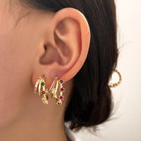 Fashion Three Rings Multilayer Diamond Earrings – Stylish Gifts — 11