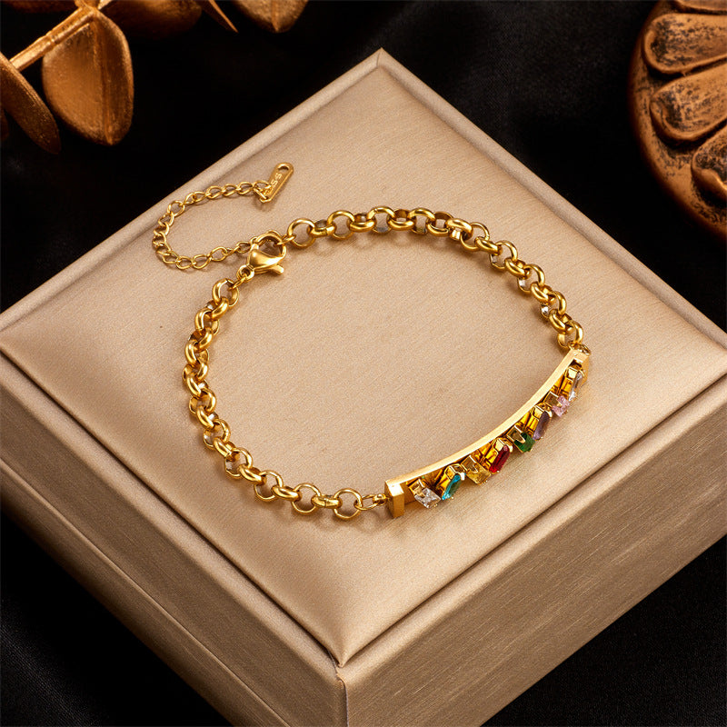 Women's Fashion Retro Color Strip Transparent Diamond – Stylish Gifts — 1