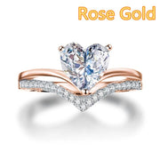 Simple Heart-Shaped Zircon Diamond Engagement Ring – Gifts for Couples — 3