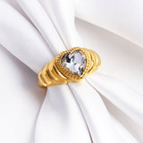 Heart-shaped White Zircon 8K Gold-plated 316L – Thoughtful Gifts — 8