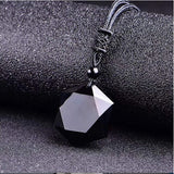 Natural Obsidian Hexawn Star Necklace Pendant – Jewelry Gift Ideas — 5