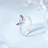Starry Butterfly Lovers Couple Ring, Pure Silver – Gifts for Couples — 8