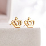 Crown Boy And Girl Stainless Steel Gold Stud Earrings – Gifts for Kids — 5