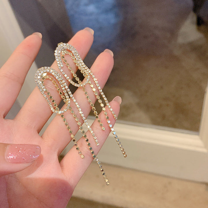 Women's Long Micro-set Zircon Tassel Earrings – Gifts for Her — 1
