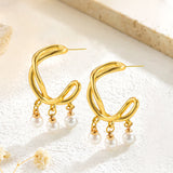 Cross Winding Pearl Eardrops Stud Earrings Ladies – Meaningful Gifts — 4