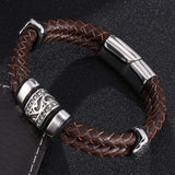 Stainless Steel Braided Leather Bracelet Metal – Stylish Gifts — 2